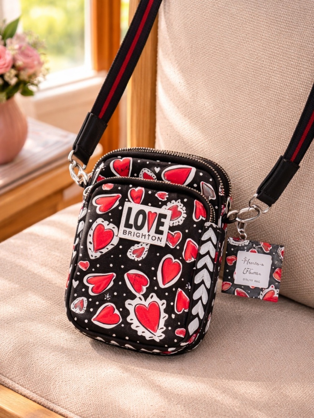 Brighton Hearts A Flutter Utility Bag Crossbody Purse NWT